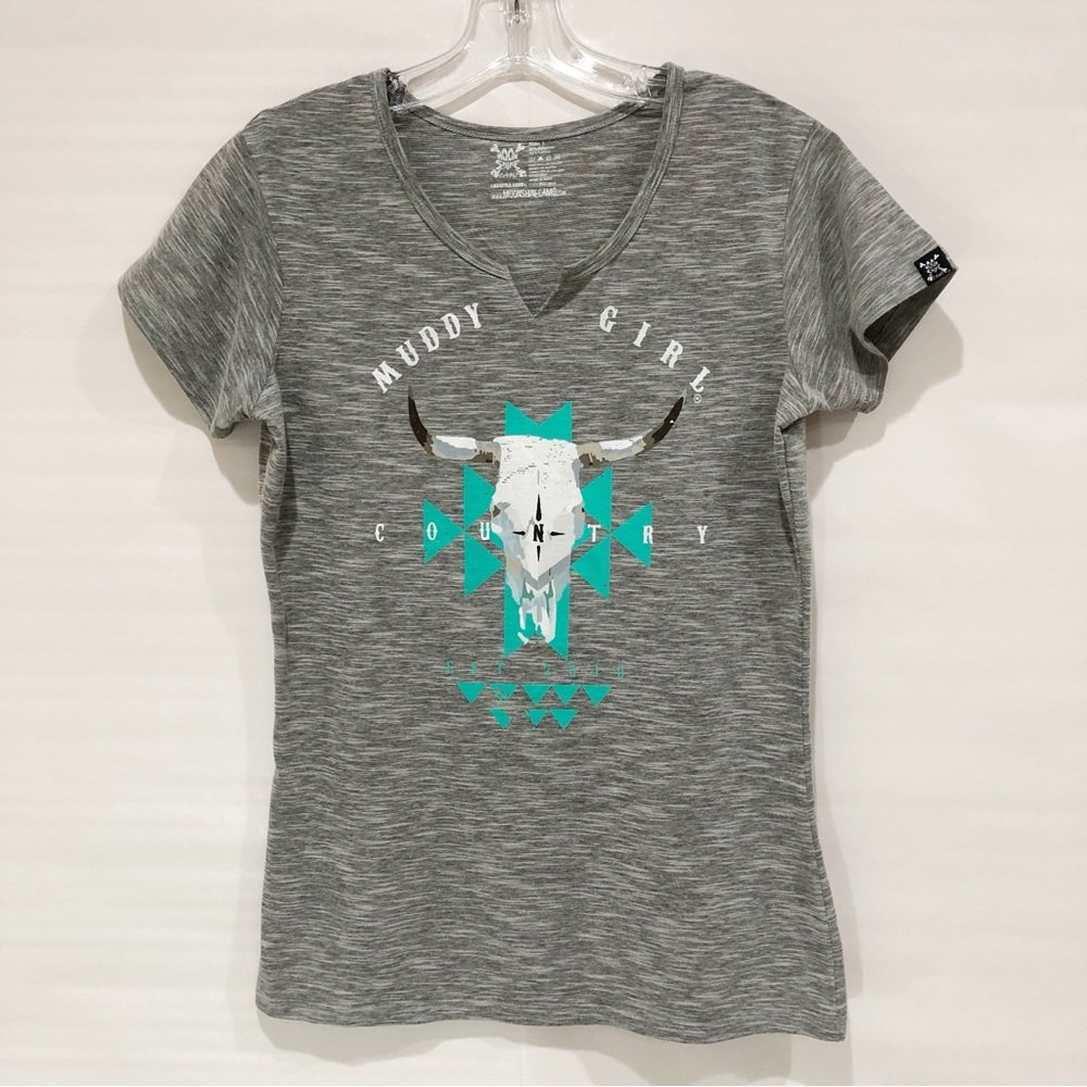 Gray  Graphic Tee “Muddy‎ Girl” Size L Moonshine Camo Brand